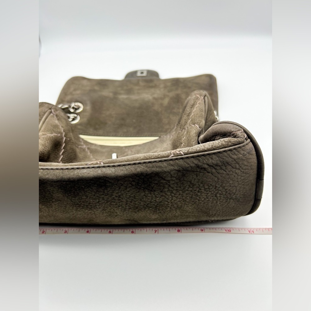 Chanel wild whipstitch flap bag grey suede silver hardware with card - Picture 6 of 16